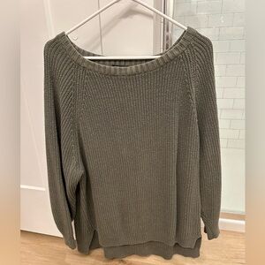 Express Green Crew Neck Sweater Relaxed Knit